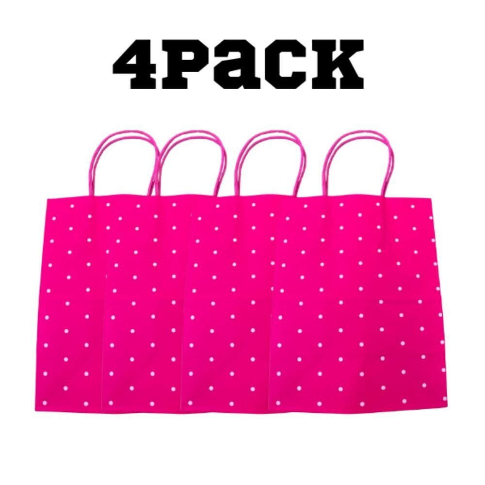 Pink Gift Bags 4 Pack Small Party Favor Bags Birthday Baby Shower 9.75" x 7.75"
